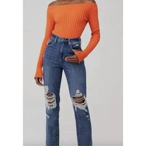NWT's Pistola Presley High Rise Relaxed Roller Jeans In Eternal Destructed 25
